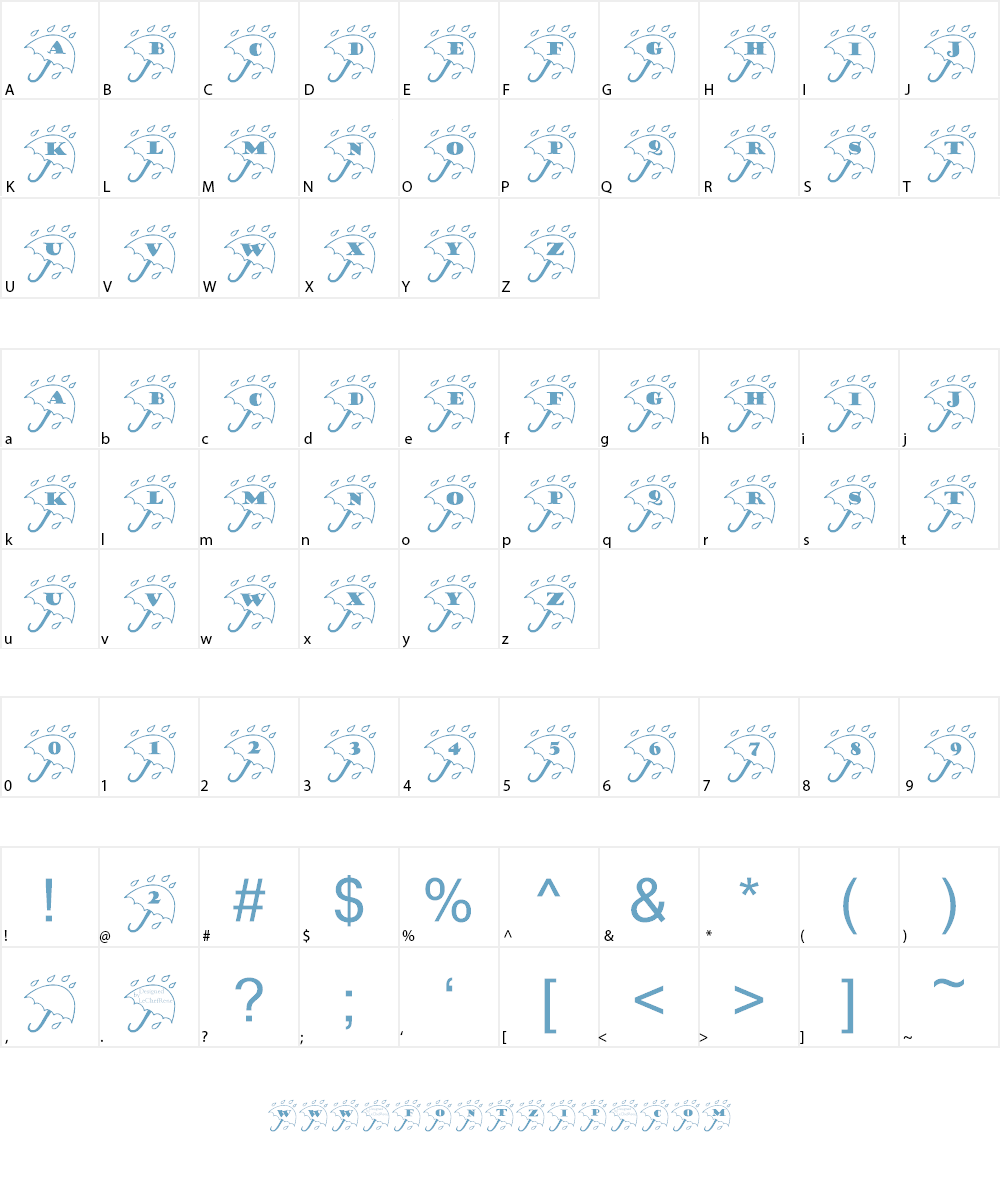 LCR Rainy Daze Font Character